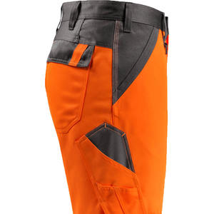 Pantalones de Seguridad para Motosierra de Alta Visibilidad, Transpirables e Impermeables, Estilo Delantal Forestal, Protección Naranja para Piernas, Microfibra Negra - Product Image 5