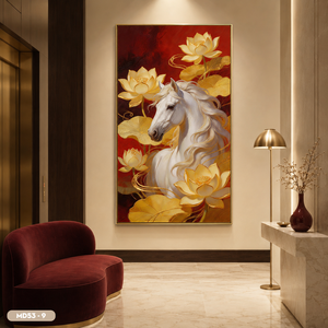Espejo Decorativo con Caballos Galopantes Pintados a Mano, Arte de Pared con Paisaje Natural, Decoración para el Hogar, Hecho en Vietnam - Product Image 2
