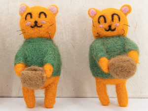 Wholesale Handmade Felt & Yarn Wool Orange Cat with <b>Easter</b> Basket <b>Ornament</b> for Hanging Decor Spring Decorations Sensory Play Toy - Product Image 2