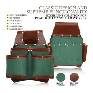 Classic Leather <b>Tool</b> <b>Belt</b> With Nylon Pockets And Multiple Storage Compartments For Field Workers - Product Image 1