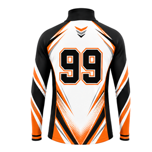 Orange <b>White</b> Black <b>Quarter</b> <b>Zip</b> Sports Jacket Long Sleeve Athletic Training Running Teamwear Custom Performance Stand Front - Product Image 2