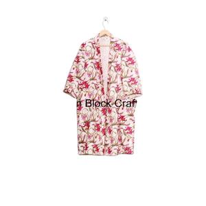 Wholesale <b>Womens</b> <b>Vintage</b> Organic Cotton Kantha Quilted Long Kimono Robe Handmade Indian Festival Fashion Sleepwear <b>Jacket</b> Cozy - Product Image 1