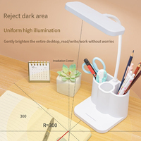 Lampe de bureau à LED avec support pour stylo, température de couleur et luminosité réglables, idéale pour l'étude et l'éclairage de bureau.