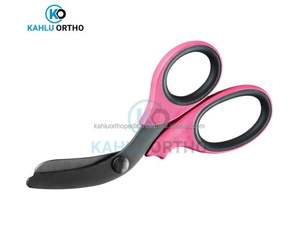 Tijeras de Trauma de Acero Inoxidable de Alta Resistencia 7.5, con Mangos Rosados y Hojas Recubiertas de Titanio Negro, Certificadas CE por KAHLU ORTHOPEDIC - Product Image 5