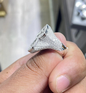 Baguette Cut Iced Moissanite Diamond Cluster Rings Flower Design Engagement 925 Sterling Silver Wedding Anniversary Special Gift - Product Image 2