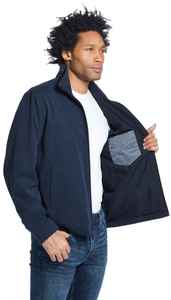 Veste polaire marine pour homme, fermeture éclair intégrale, col montant, coupe décontractée, coupe-vent, pour l'automne, en polyester - Product Image 6