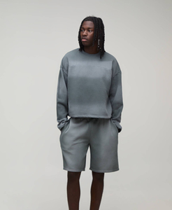 Men’s Oversized Sweatshirt & Knee Length Shorts <b>Set</b> Premium Cotton Fleece Tracksuit Co-Ord <b>Set</b> Knee Length Shorts <b>Set</b> Casual - Product Image 1
