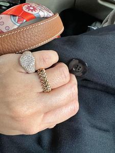 Dome Signet Statement <b>Chunky</b> Pinky Promise <b>Rings</b> Solid 14K 18K Gold Solitaire Round Lab Grown Diamond Pave Set B2B Factory Price - Product Image 2