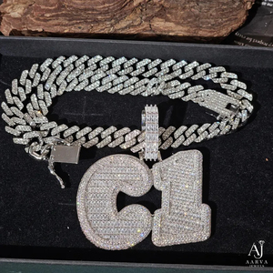 Pendentif Hip Hop en Moissanite Effet Glaçon Plaqué Or Rose, Breloque Lettre & Chiffre, Bijou en Cristal pour Collier - Product Image 5