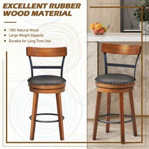 Set of 2 Swivel <b>Bar</b> Stools 30.5 Inch Pub Height Dining Chairs - Product Image 2