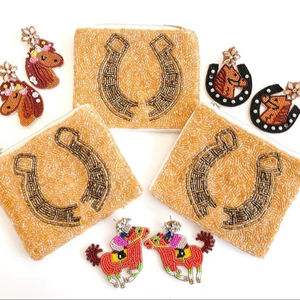 Monedero con diseño bordado de hilo, bolsa para monedas con cuentas de semillas, monedero personalizado hecho a mano - Product Image 1