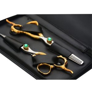 Juego de Tijeras de Peluquería con Mango de Dragón |   Semibanhado en Oro - Product Image 3