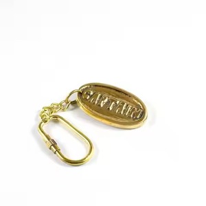 Porte-clés vintage en laiton rond avec boussole, chaîne et anneau, accessoire métallique - Product Image 2