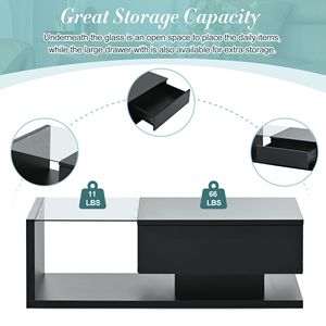 Tavolino da Cocktail Moderno in Legno con Superficie Lucida UV su Vetro Temperato TREND, Tavolino da Caffè Contemporaneo con Video Incluso - Product Image 4