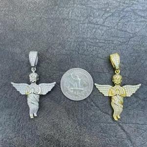 Pendentifs et breloques unisexes en argent sterling 925 avec moissanite, motif ange bébé, mains en prière, bijoux fins, pendentif diamant moissanite - Product Image 2