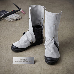 Protection de jambes de soudeur en cuir de vachette pleine fleur sur mesure, résistante au feu et imperméable, certifiée CE, 500-1000°C - Product Image 4