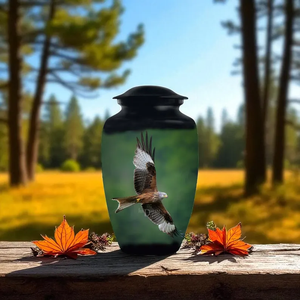 Black Aluminum Cremation Urn Bird Memorial <b>Ashes</b> Vessel Customizable American Style Burial <b>Keepsake</b> - Product Image 2