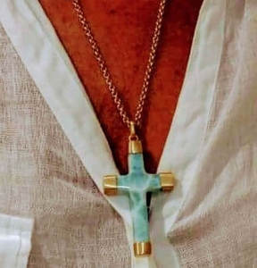 Natural Amazonite Stone <b>Cross</b> Pendant <b>Necklace</b> Gold Plated Handmade Christian Faith Jewelry <b>for</b> <b>Women</b> - Product Image 1