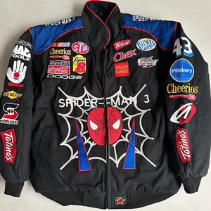 Veste bomber à manches longues pour homme Next Garments, motif Spider-Man, col universitaire, bordure rayée, fermeture éclair - Product Image 1