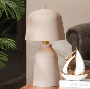 Metal Table Lamp White Finish Metal Shade | Modern Minimalist Bedside Lamp for Hotel Use | Middle Elegant Home <b>Decor</b> <b>Lighting</b> - Product Image 4