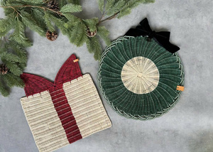 Christmas Gift Box Shaped Rattan <b>Placemat</b> Handmade Natural Woven Table <b>Placemat</b> <b>Xmas</b> Dining Table Decor Holiday Table Setting - Product Image 5