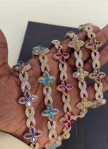 กำไลข้อมือเงินแท้ 925 ประดับมอสซาไนต์และพลอยหลากชนิด ฝังเพชรเต็มวง สไตล์ฮิปฮอป เครื่องประดับหรูหราสั่งทำพิเศษ - Product Image 3