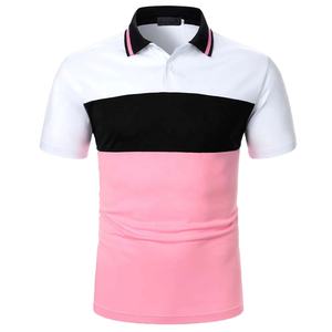 Camisetas básicas de alta calidad para hombre, cuello de tortuga, manga corta para hombre, Camiseta de algodón colorida de dos tonos, camisetas casuales para hombre - Product Image 2