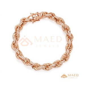 สร้อยข้อมือโซ่เส้นเล็กชุบทองคำสีกุหลาบประดับโมอิสซาไนต์ แฟชั่นนิวยอร์ก เครื่องประดับหรูหรา ของขวัญสุดหรู สำหรับใส่ทุกวัน งานแต่งงาน วันครบรอบ - Product Image 5