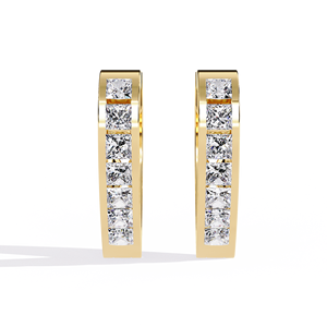 Fashion Designer Princess Cut Lab Grown Diamond 14K Gold IGI Certified <b>Earring</b> <b>Tops</b> for Gift Party & Anniversary - Product Image 1