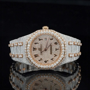 Brilliant Arabic Dial <b>Watch</b> With 41mm Dial Diameter Double Tone Design Moissanite <b>Diamond</b> <b>Watch</b> With Stainless Steel Metal Case - Product Image 5