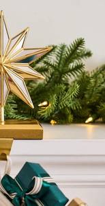 Soporte moderno para calcetines navideños con estrella dorada para chimenea, colgador de Navidad con peso, gancho metálico con diseño de estrella, decoración navideña, adorno de Navidad - Product Image 4