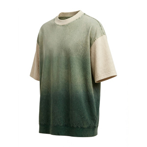 เสื้อยืดแขนยาวทรงโอเวอร์ไซส์ผ้าวาฟเฟิลสำหรับผู้ชาย ยี่ห้อ Amkoor ผลิตจากผ้าฝ้าย 100%  โลโก้ด้านหน้าและด้านหลัง สไตล์สตรีทแวร์/ลำลอง สีเขียวฟอเรสต์ไล่เฉด - Product Image 3