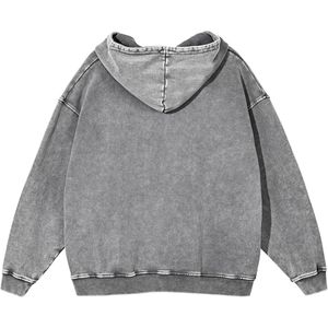 Sudadera con Capucha Vintage de Felpa Suave con Efecto Ácido, Oversize, con Diseño Clásico de Bolsillo Canguro - Product Image 2