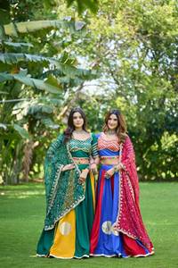 Indian Pakistani Women's Cotton Floor-Length Party Lampi Lace Work <b>Lehenga</b> Choli Bandhej Print Sequence Work Coding Work Dupatta - Product Image 1