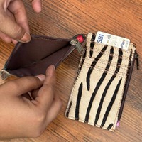 Porte-cartes en cuir recyclé coloré imprimé animal avec porte-monnaie Blocage RFID Porte-cartes de crédit Slim Smart Wallet pour femmes