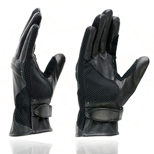 Gants de course en cuir et mesh noirs pour hommes Samroz Sports, été - Product Image 3