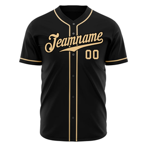 Maillots de baseball haut de gamme avec chemises en mesh de qualité supérieure et maillots à col en V, manches courtes boutonnées sur le devant, couleur noire - Product Image 2