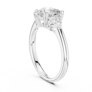 Bague de fiançailles classique de luxe en diamant taille cœur à trois pierres, en argent plaqué rhodium, bijoux fins unisexes pour mariage - Product Image 2