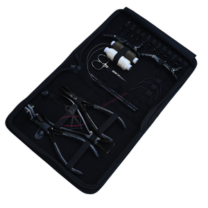 Black Hair Extension Tool Set with 7 Inch Pliers Flat Crimping Plier Tape In Plier <b>Bead</b> Remover Mini Scissors Wig <b>Threads</b> Set - Product Image 1