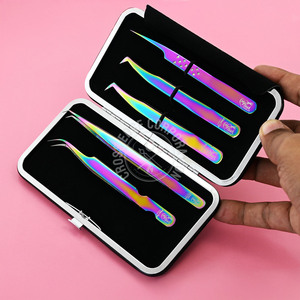 Pinzas de pestañas con punta de fibra de aislamiento para extensiones de pestañas con agarre de diamante, puntas precisas de acero japonés para volumen Mega Classic - Product Image 4