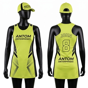 Robe de netball orange personnalisée par sublimation avec imprimé géométrique, sans manches, uniforme d'équipe pour femmes et filles, Australie, Nouvelle-Zélande, États-Unis, vente en gros - Product Image 6
