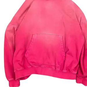 Sweat à capuche rose délavé effet soleil, coupe oversize en coton, unisexe, streetwear, logo personnalisé, fabricant OEM - Product Image 5