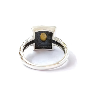 925 Sterling Silver Vintage <b>Labradorite</b> Blue Fire Gemstone <b>Ring</b> Trendy Alloy <b>Rings</b> Bezel Setting Unisex Jewelry - Product Image 3