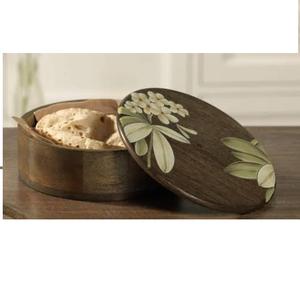 Boîte de rangement moderne en bois pour tortillas et roti, pour la présentation et l'organisation sur la table de cuisine, avec couvercle imprimé - Product Image 1