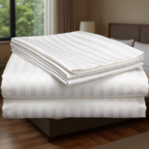 Juego de Ropa de Cama de Hotel de 6 Piezas, Estilo Americano, 220 Hilos, Satén a Rayas, 108x108 Pulgadas, Sábana Ajustable, 4 Piezas Incluidas - Product Image 2