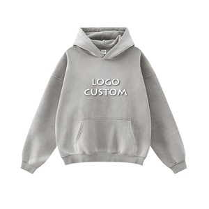 Fabricant de sweats à capuche personnalisés avec logo, coupe oversize à épaules tombantes, style boxy, faible MOQ, 100% coton molletonné, impression, broderie, effets de lavage - Product Image 1