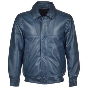 Nouvelles vestes en cuir élégantes pour hommes, col montant bleu, fermeture éclair, respirantes, grandes tailles, vente en gros - Product Image 4