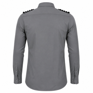 Camisa de Uniforme de Seguridad Gris para Hombre, Estilo Polo, Manga Larga, Cuello Camisero, Sólida, Transpirable, Poliéster/Algodón, Fusión sin Costuras - Product Image 2