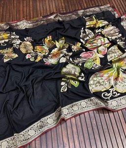 Designer Meenakari Butterfly Jacquard <b>Saree</b> with Rich Pallu & Contrast <b>Blouse</b> Piece - Product Image 4