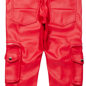 Pantalones de Cuero para Hombre, Más Vendidos, con Múltiples Bolsillos, Cierre de Botones, Diseño Sencillo, Estilo Casual, Corte Recto - Product Image 4